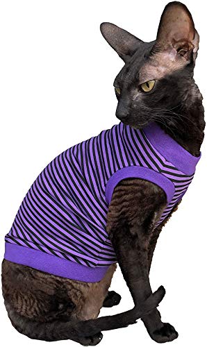 Kotomoda Cats T shirt Purple Black stripes B07QX6FHJH